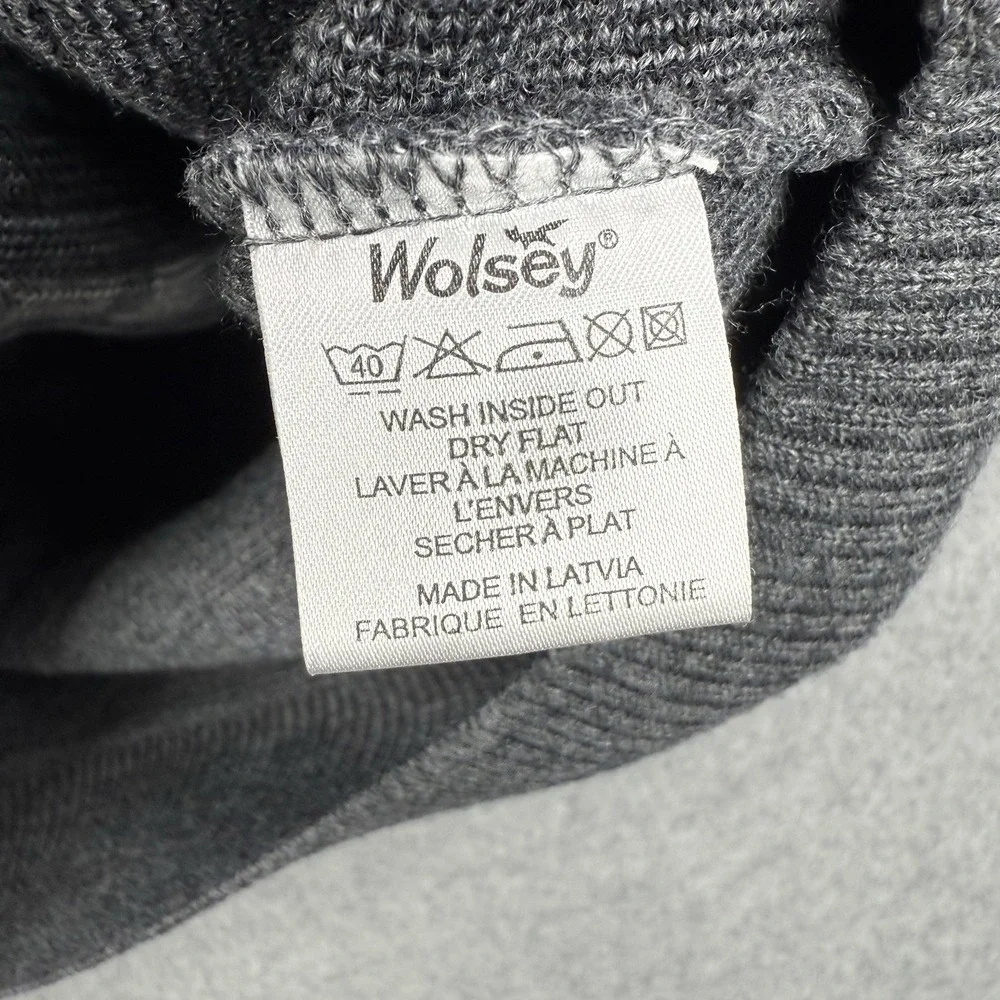 Vintage Wolsey Sweater Mens Large Gray Striped Wool Blend V Neck Pullover Jumper